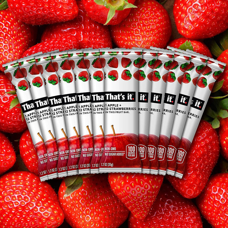 THAT'S IT Gluten Free Apple & Strawberry Nutrition Bar, 1.2 oz., 12 Bars/Box (307-00238)