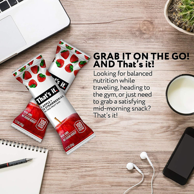 THAT'S IT Gluten Free Apple & Strawberry Nutrition Bar, 1.2 oz., 12 Bars/Box (307-00238)