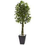 Nearly Natural 6.5’ Ficus Tree with Slate Planter UV Resistant (5948)