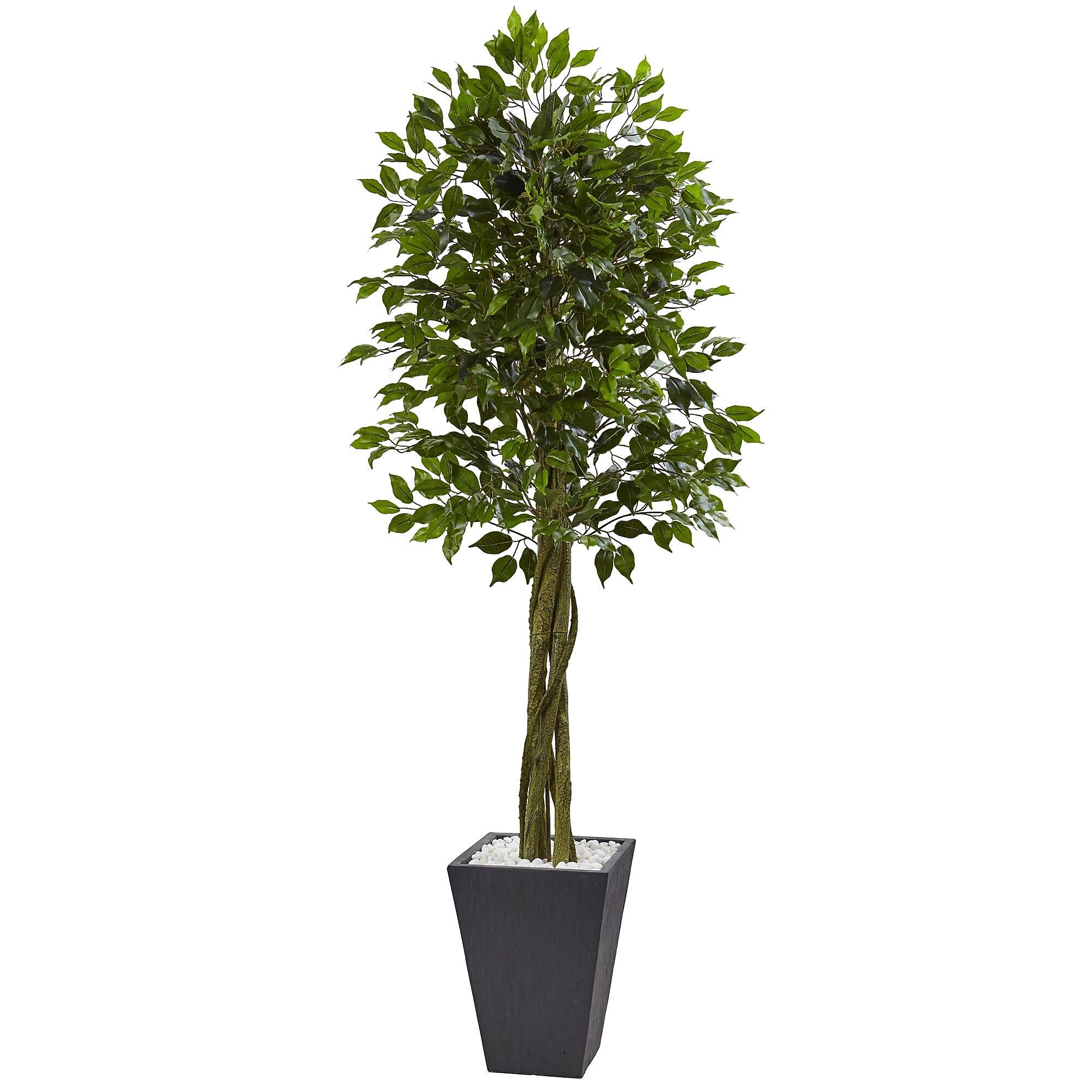 Nearly Natural 6.5’ Ficus Tree with Slate Planter UV Resistant (5948)