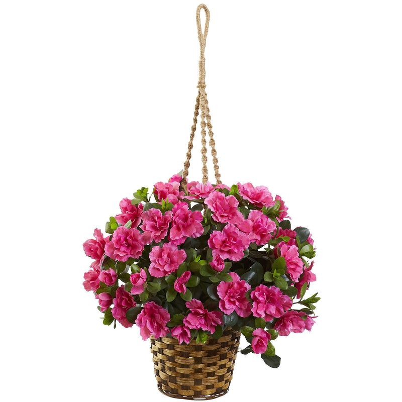 Nearly Natural Azalea Hanging Basket (6848)