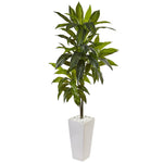 Nearly Natural 3’ Dracaena Plant in White Tower Planter (6969)