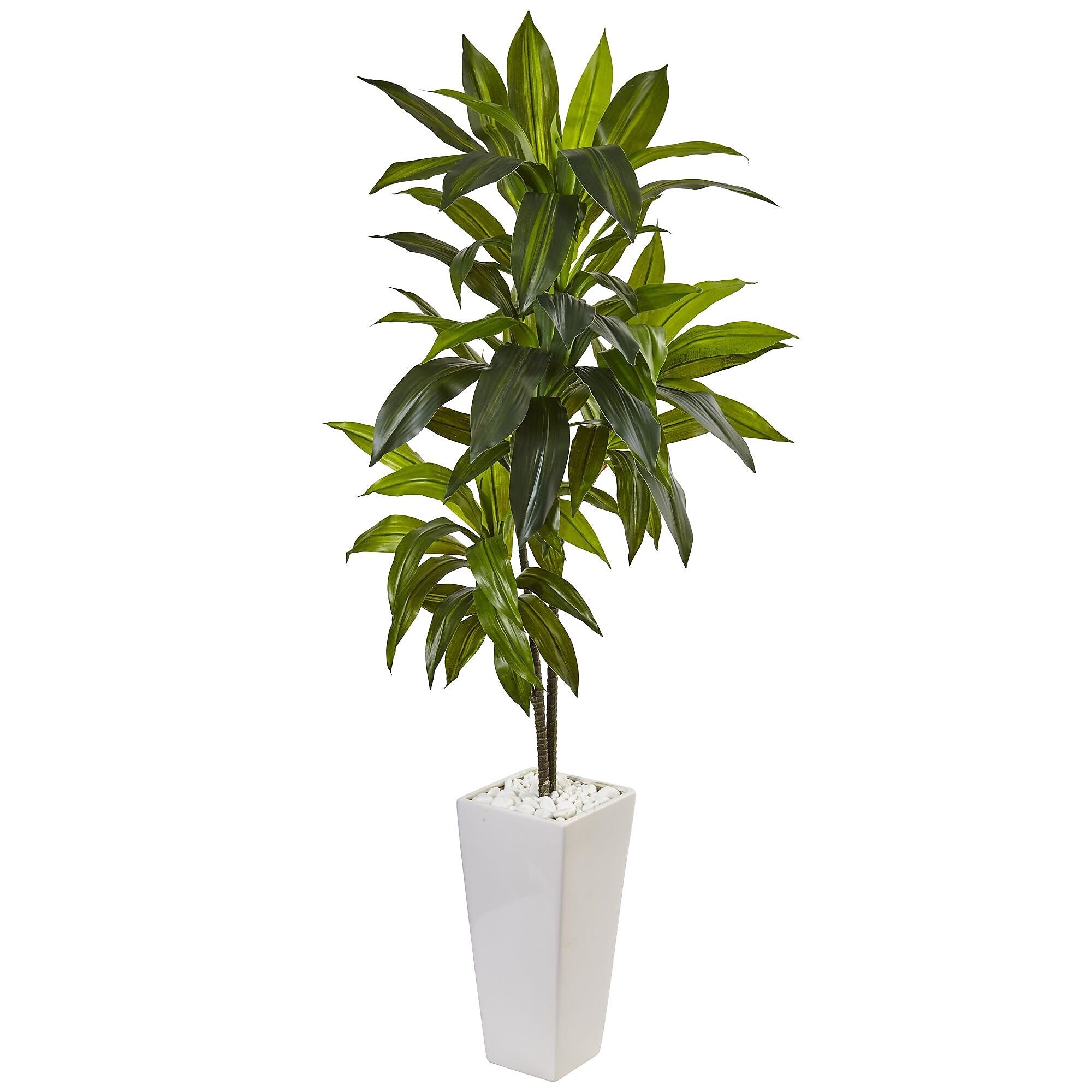 Nearly Natural 3’ Dracaena Plant in White Tower Planter (6969)