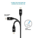 LAX Gadgets Lightning to USB-A Charging Cable, 4 ft., Black (LGHTMFI4FT-BLK)