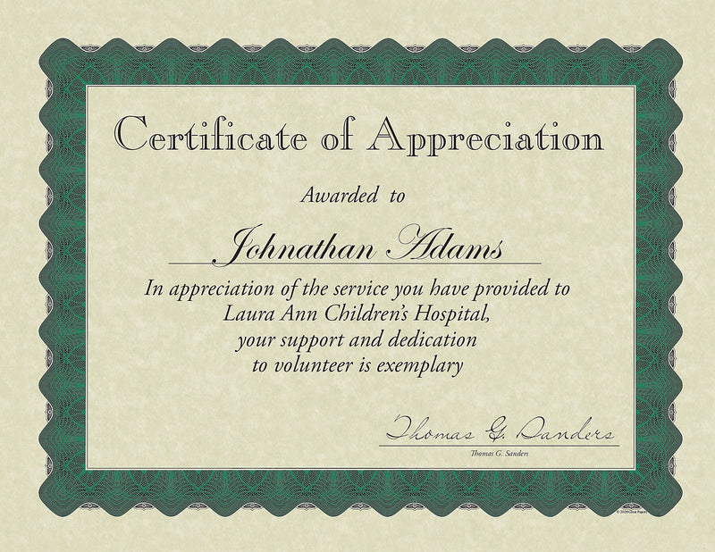 Great Papers Metallic Certificates, 8.5" x 11", Beige/Green, 100/Pack (934200)