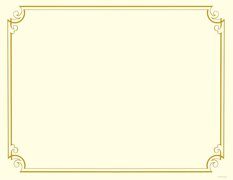 Great Papers Golden Scroll Frame Foil Certificates, 8.5" x 11", Beige/Gold, 12/Pack (2011859)