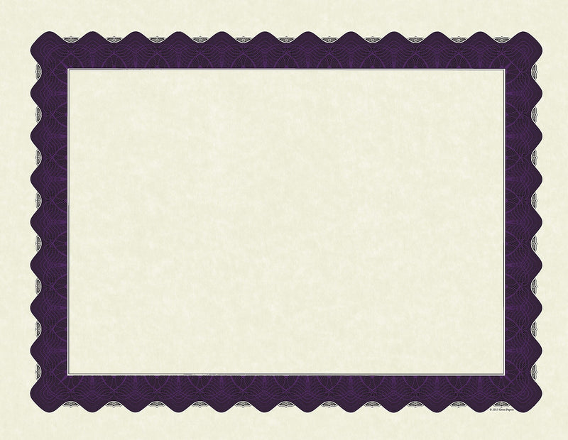 Great Papers Matte Certificates, 8.5" x 11", Beige/Purple, 100/Pack (961021)