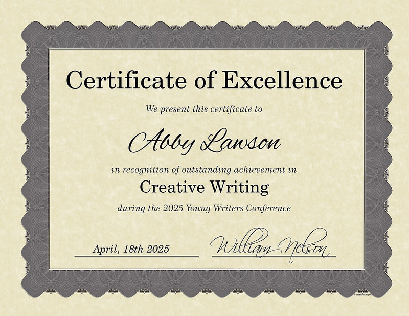 Great Papers Certificates, 8.5" x 11", Beige/Metallic Silver, 25/Pack (934325)