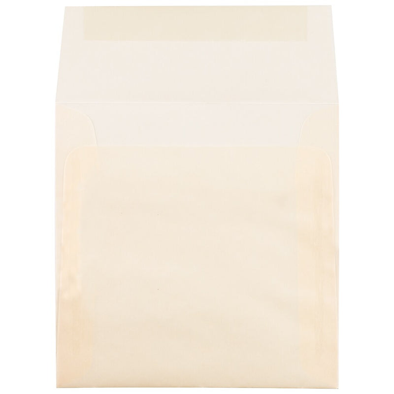 JAM Paper 5.5 x 5.5 Square Translucent Vellum Invitation Envelopes, Spring Ochre Ivory, 25/Pack (1591909)