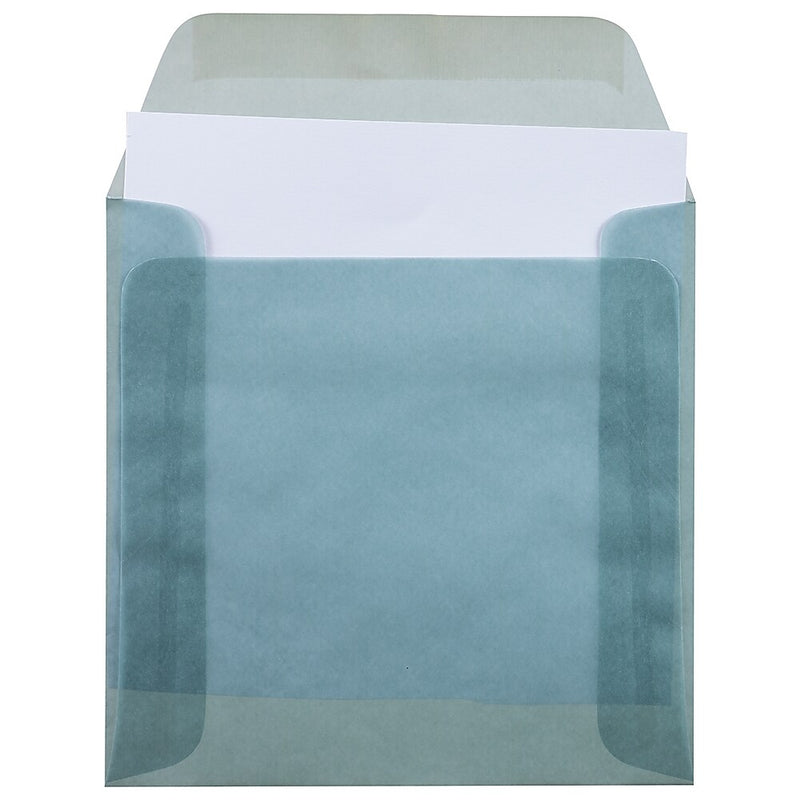 JAM Paper 6 x 6 Square Translucent Vellum Invitation Envelopes, Ocean Blue, 25/Pack (PACV512)