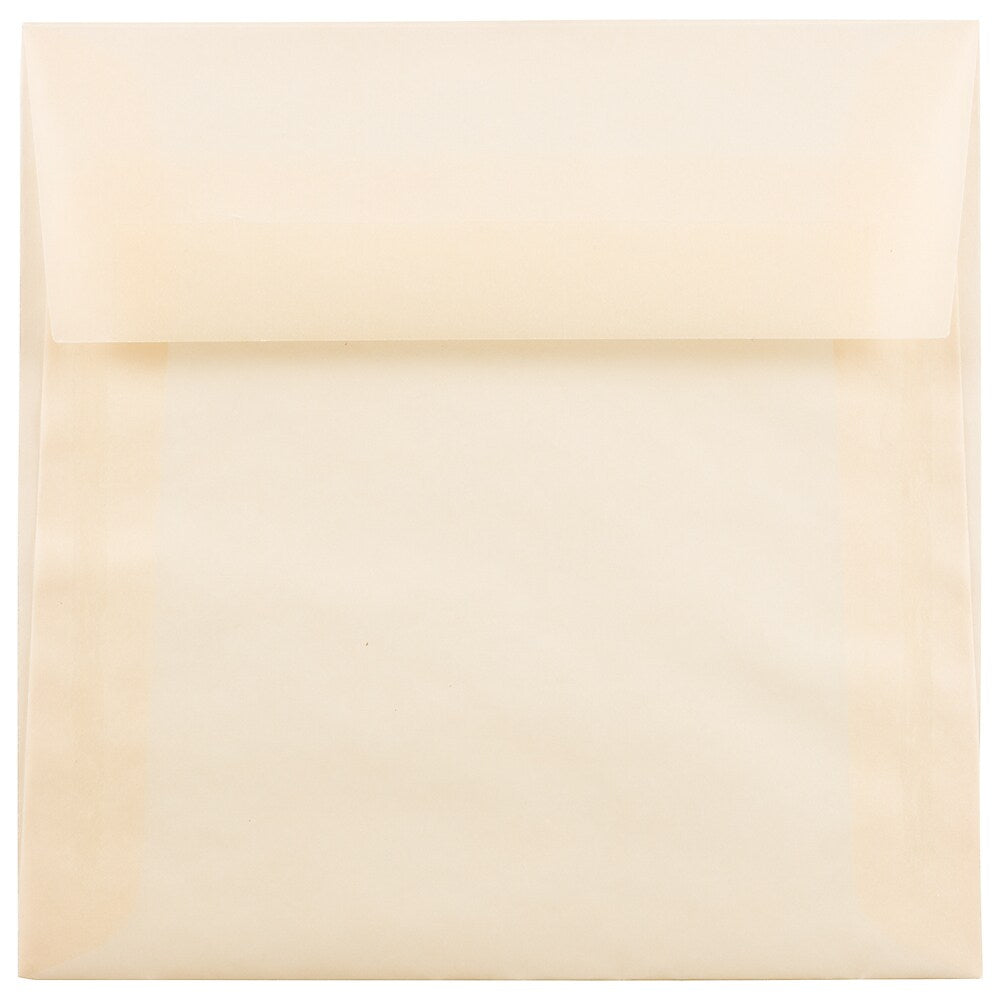 JAM Paper 5.5 x 5.5 Square Translucent Vellum Invitation Envelopes, Spring Ochre Ivory, 25/Pack (1591909)