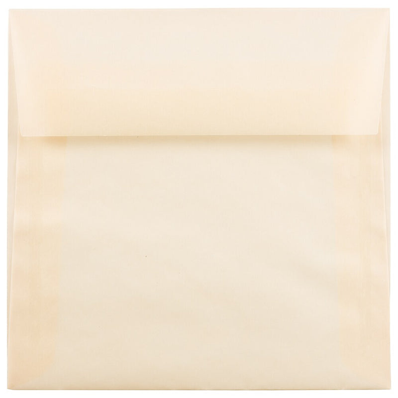 JAM Paper 5.5 x 5.5 Square Translucent Vellum Invitation Envelopes, Spring Ochre Ivory, 25/Pack (1591909)