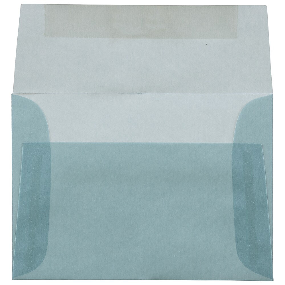 JAM Paper 4Bar A1 Translucent Vellum Invitation Envelopes, 3.625 x 5.125, Ocean Blue, 25/Pack (1591614)