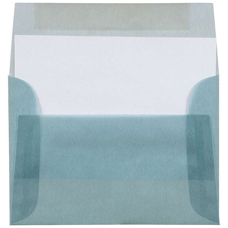JAM Paper 4Bar A1 Translucent Vellum Invitation Envelopes, 3.625 x 5.125, Ocean Blue, 25/Pack (1591614)