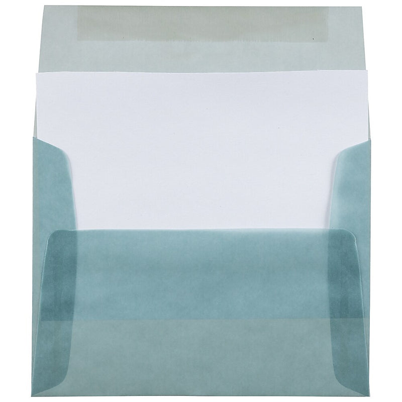 JAM Paper A2 Translucent Vellum Invitation Envelopes, 4.375 x 5.75, Ocean Blue, 25/Pack (PACV602)
