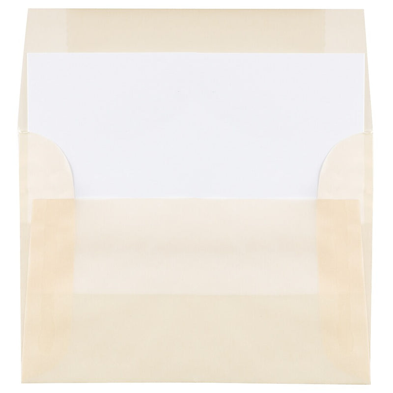 JAM Paper 4Bar A1 Translucent Vellum Invitation Envelopes, 3.625 x 5.125, Spring Ochre Ivory, 25/Pack (1591612)