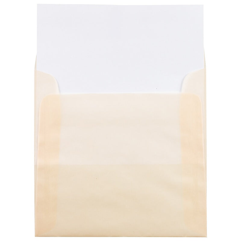 JAM Paper 5.5 x 5.5 Square Translucent Vellum Invitation Envelopes, Spring Ochre Ivory, 25/Pack (1591909)