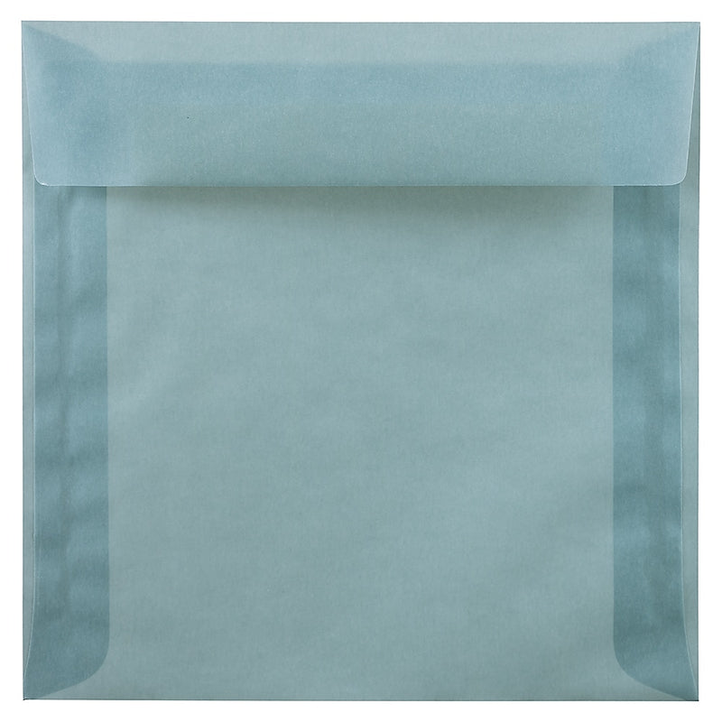 JAM Paper 8 x 8 Square Translucent Vellum Invitation Envelopes, Ocean Blue, 25/Pack (1592130B)