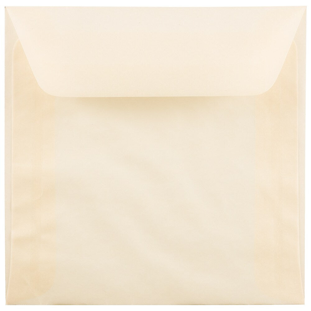 JAM Paper 8.5 x 8.5 Square Translucent Vellum Invitation Envelopes, Spring Ochre Ivory, 25/Pack (PACV530)