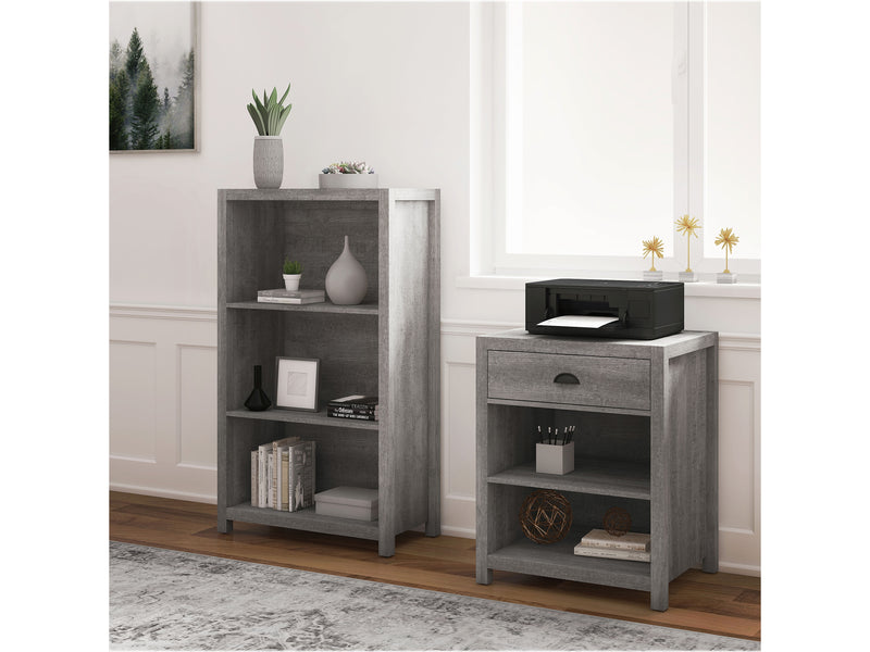 Whalen Fallbrook 2-Shelf Laminate Mobile Printer Stand, Smoked Ash (SPUS-FBPS-GM)