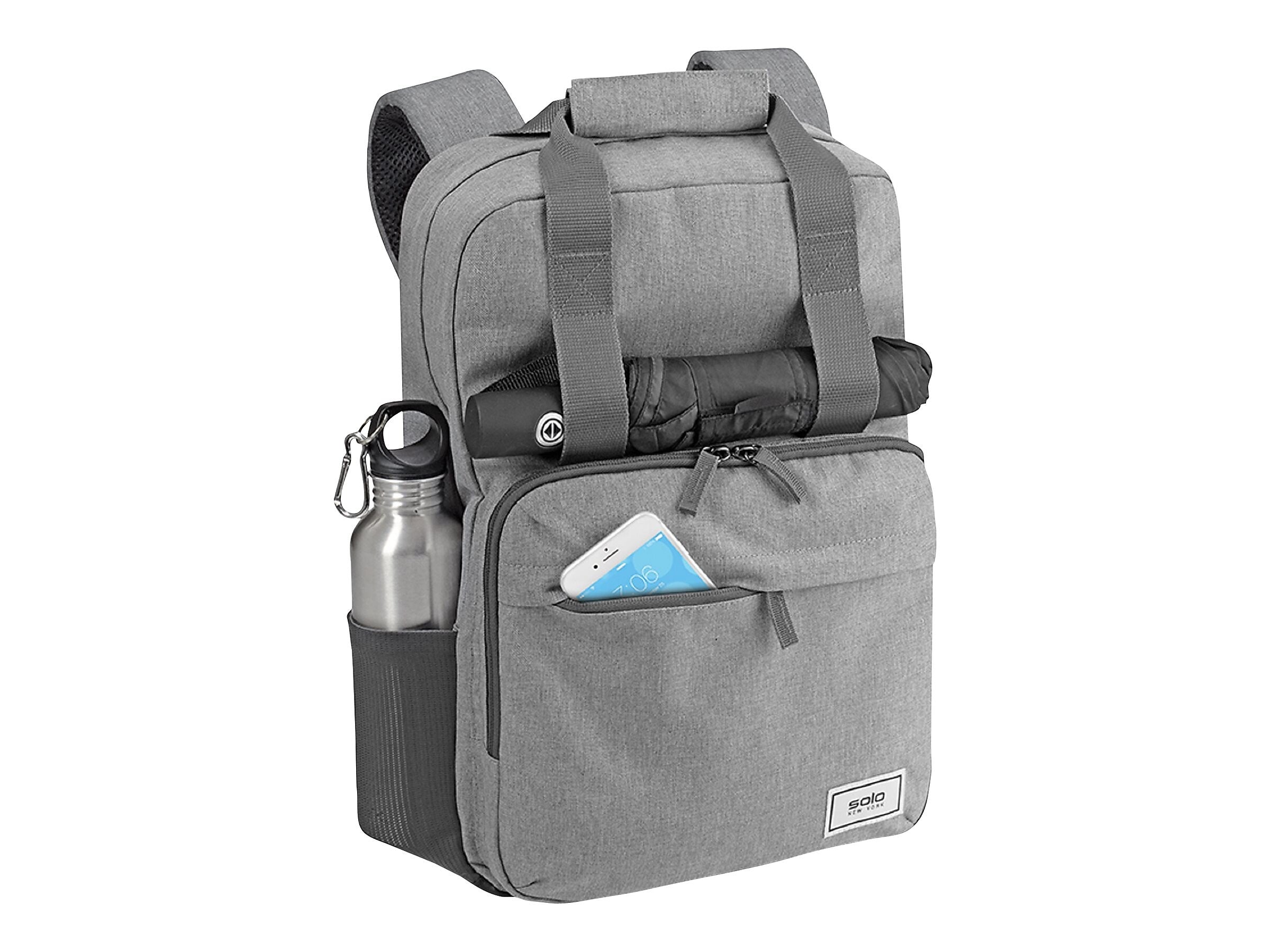 Solo New York Claim 15.6" Laptop Backpack, Heathered Gray Polyester (UBN760-10)