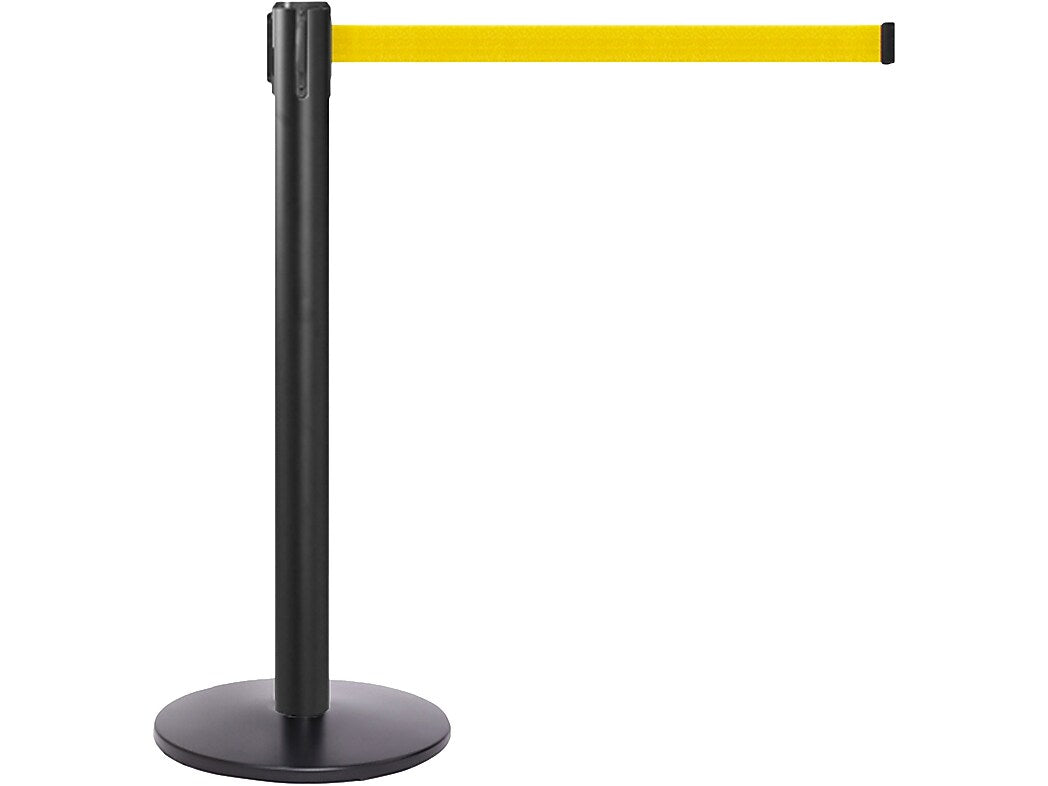 Queue Solutions QueuePro 300 2" Nylon Crowd Control Belt Barrier, Black/Yellow (PRO300B-YW160)