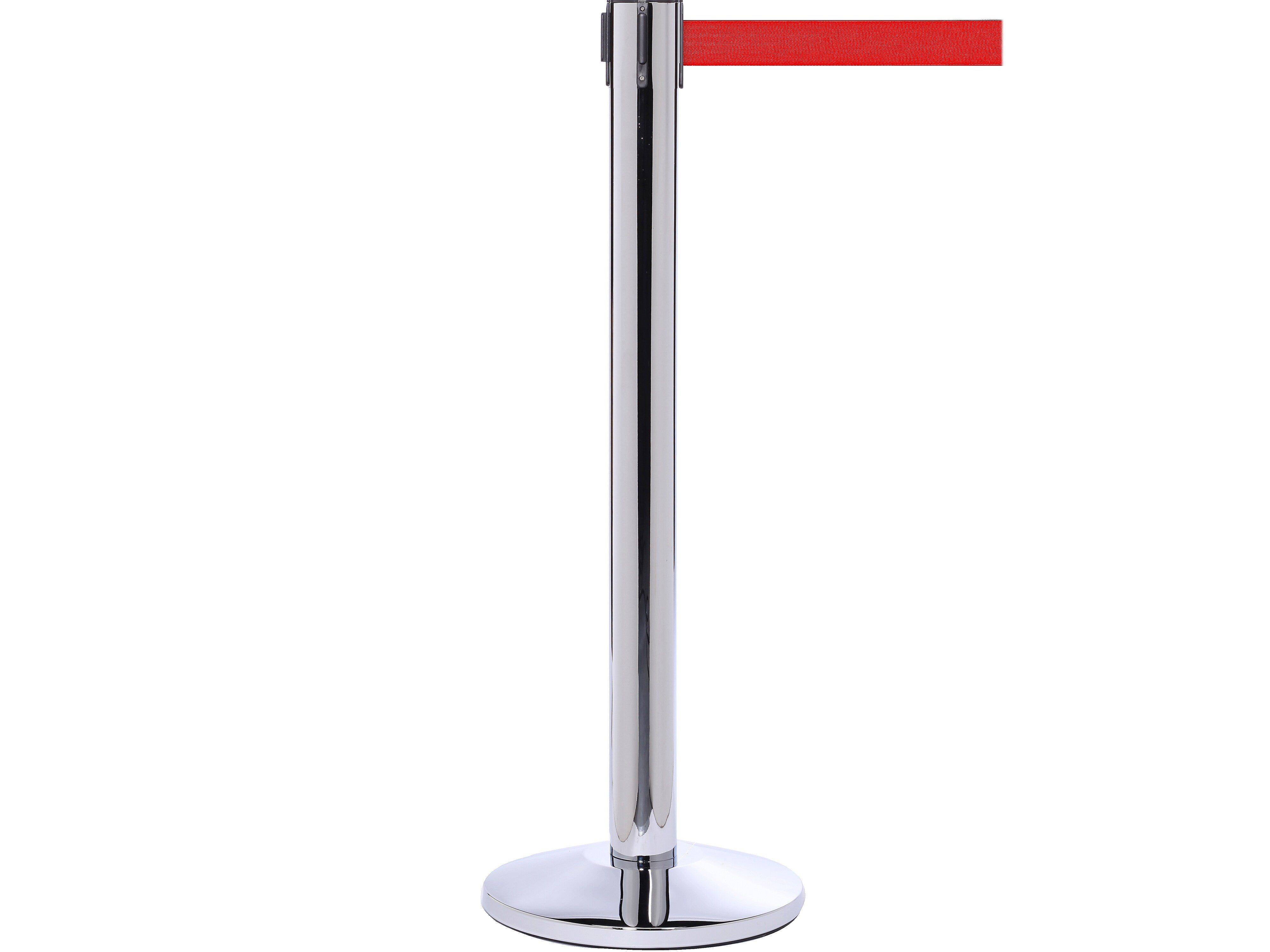 Queue Solutions QueuePro 300 2" Nylon Crowd Control Belt Barrier, Silver/Red (PRO300PS-RD160)