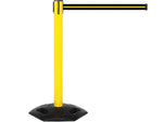 Queue Solutions WeatherMaster 300 2" Yellow Nylon Crowd Control Belt Barrier, Yellow/Black (WMR300Y-BYW160)