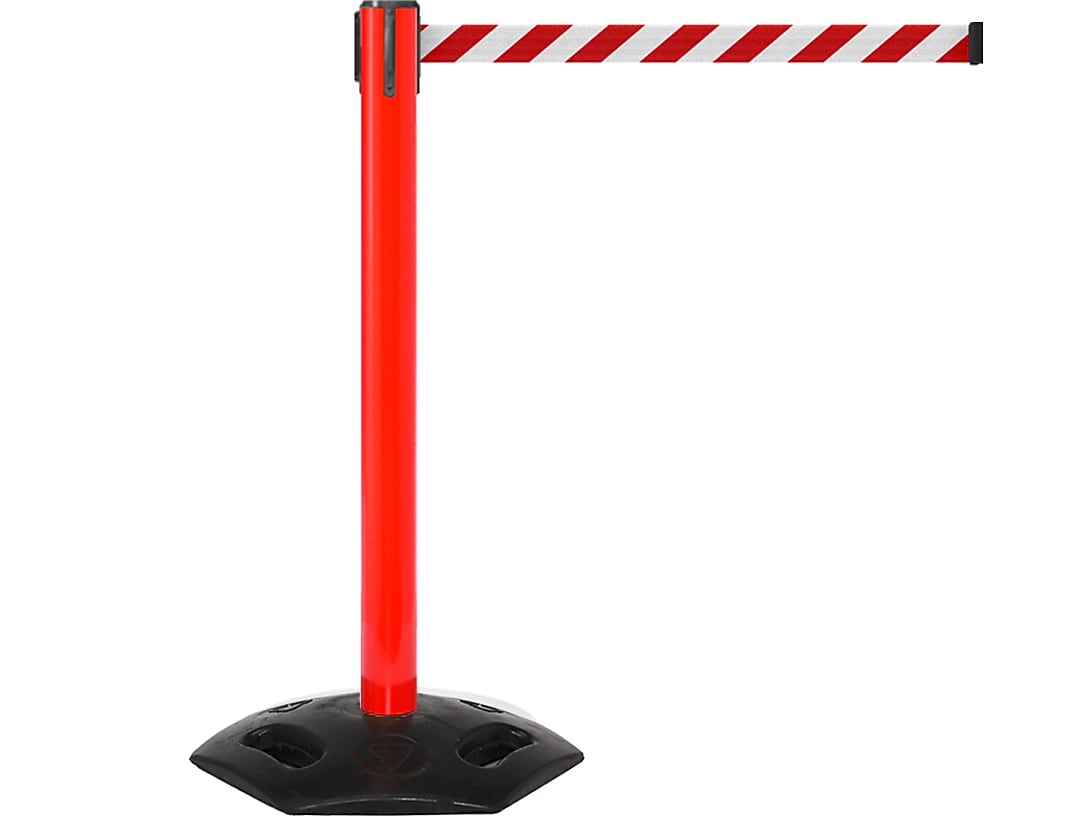 Queue Solutions WeatherMaster 300 2" Nylon Crowd Control Belt Barrier, Red/White (WMR300R-RW160)