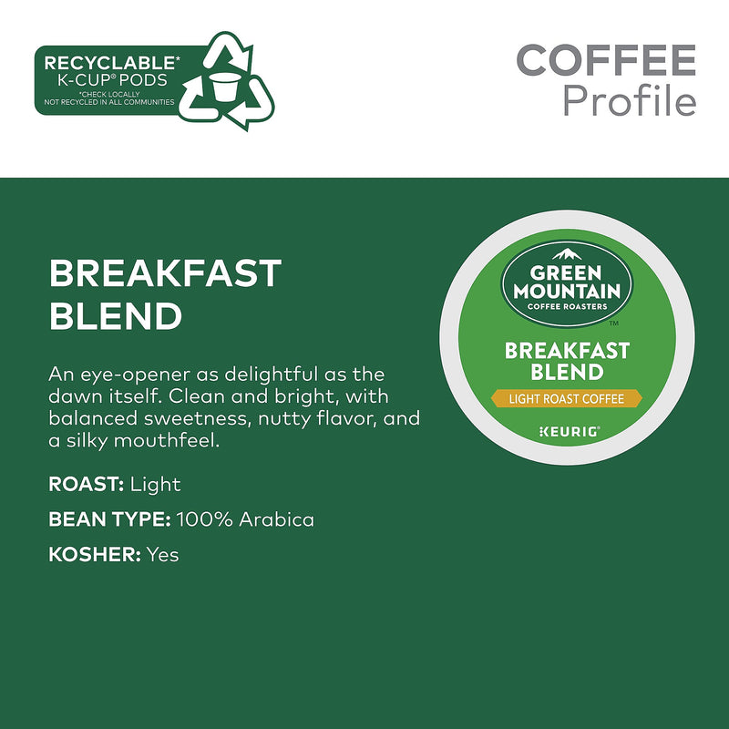 Green Mountain Breakfast Blend Coffee Keurig® K-Cup® Pods, Light Roast, 24/Box (5000378718)