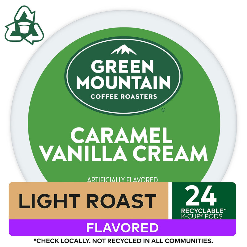 Green Mountain Caramel Vanilla Cream Coffee Keurig® K-Cup® Pods, Light Roast, 24/Box (5000330109)