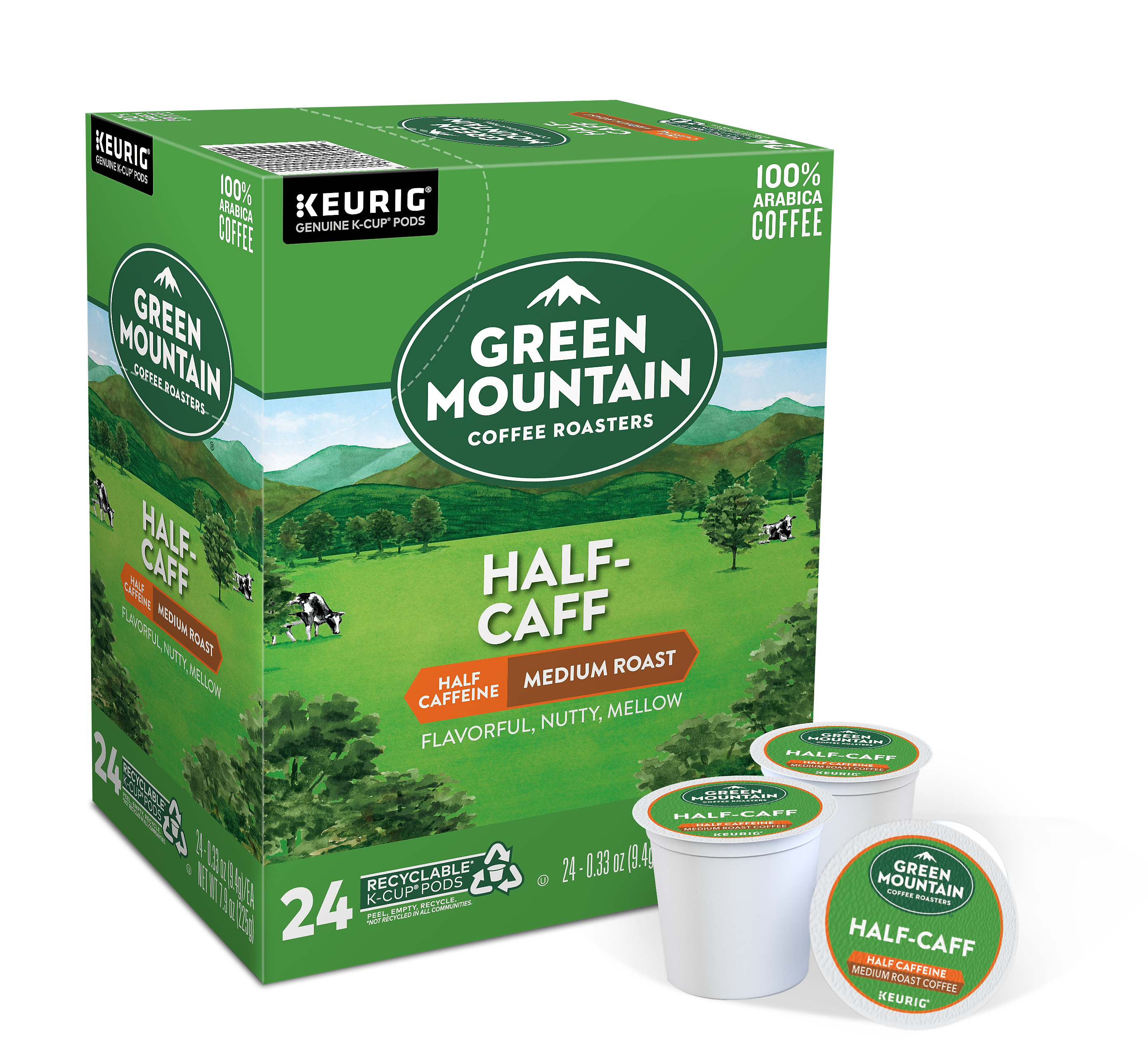 Green Mountain Half-Caff Coffee Keurig® K-Cup® Pods, Medium Roast, 24/Box (6999)