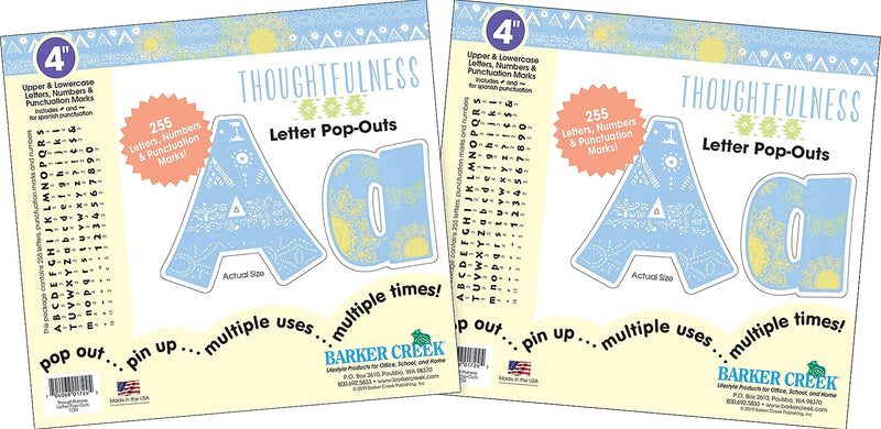 Barker Creek Thoughtfulness  4" Letters and Numbers, Multicolored, 510/Pack (BC3755)