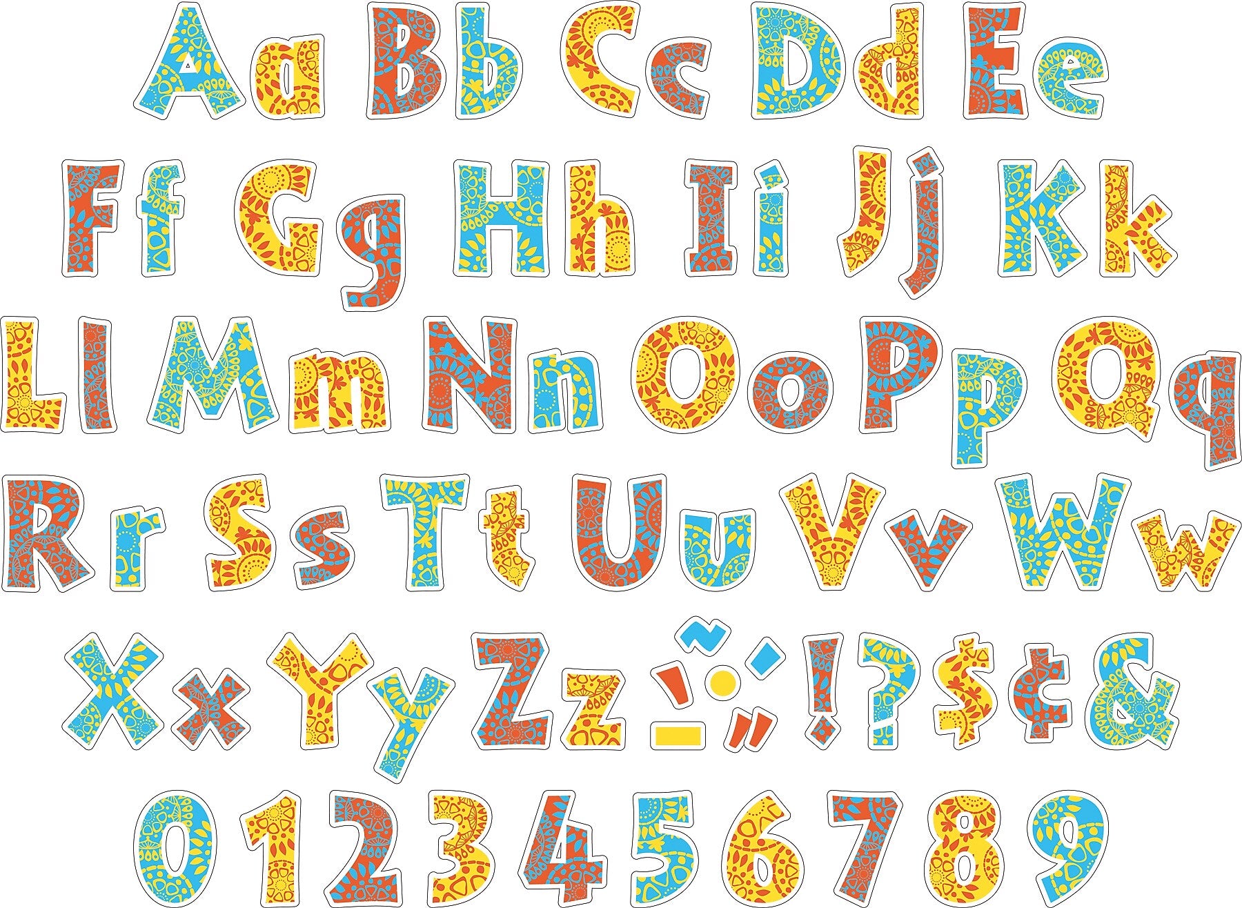 Barker Creek Moroccan  4" Letters and Numbers, Multicolored, 510/Pack (BC3645)