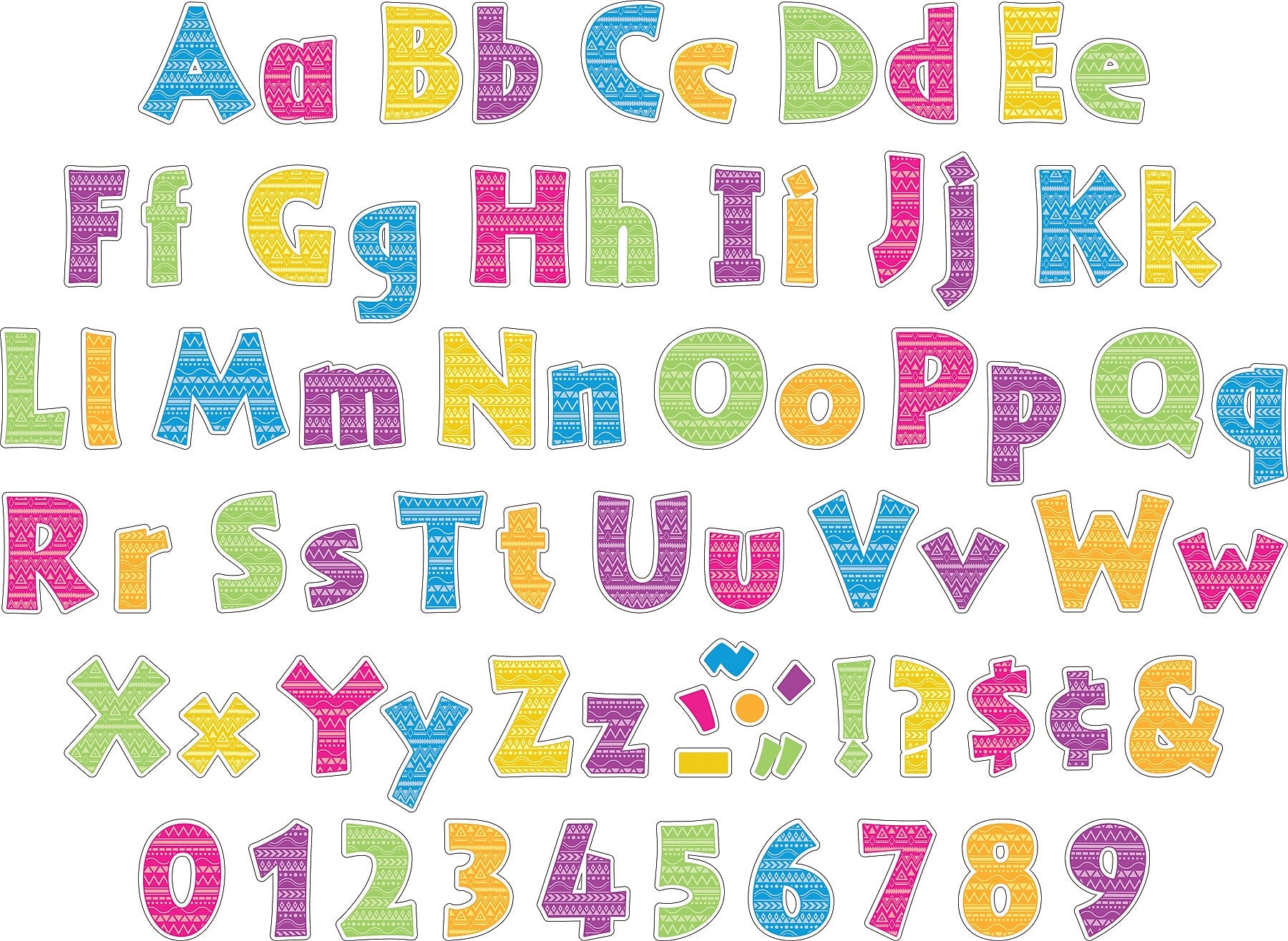 Barker Creek Kai Ola  4" Letters and Numbers, Multicolored, 255/Pack (BC1729)