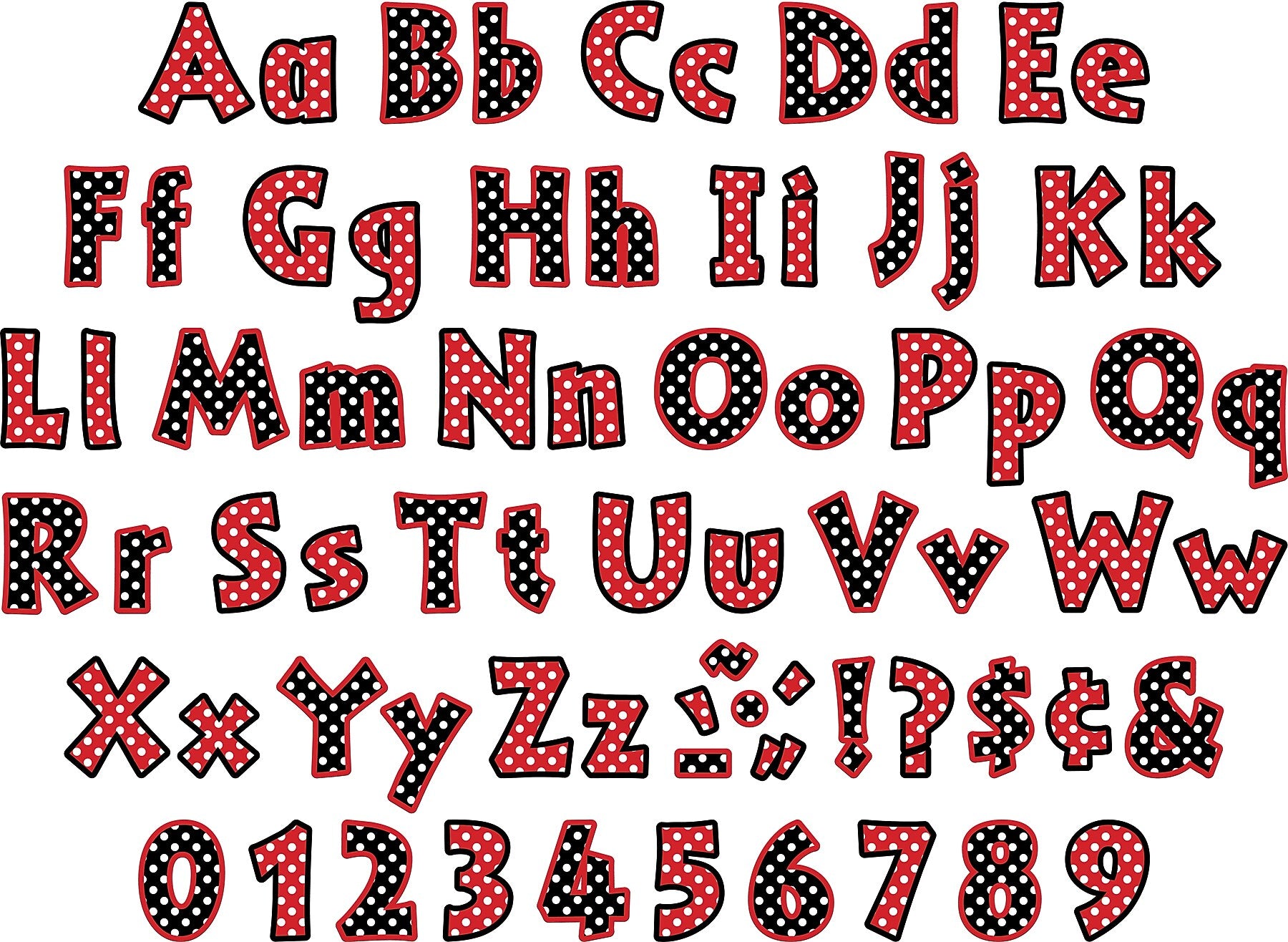 Barker Creek Dots  2" Letters and Numbers, Multicolored, 676/Pack (LL1907)
