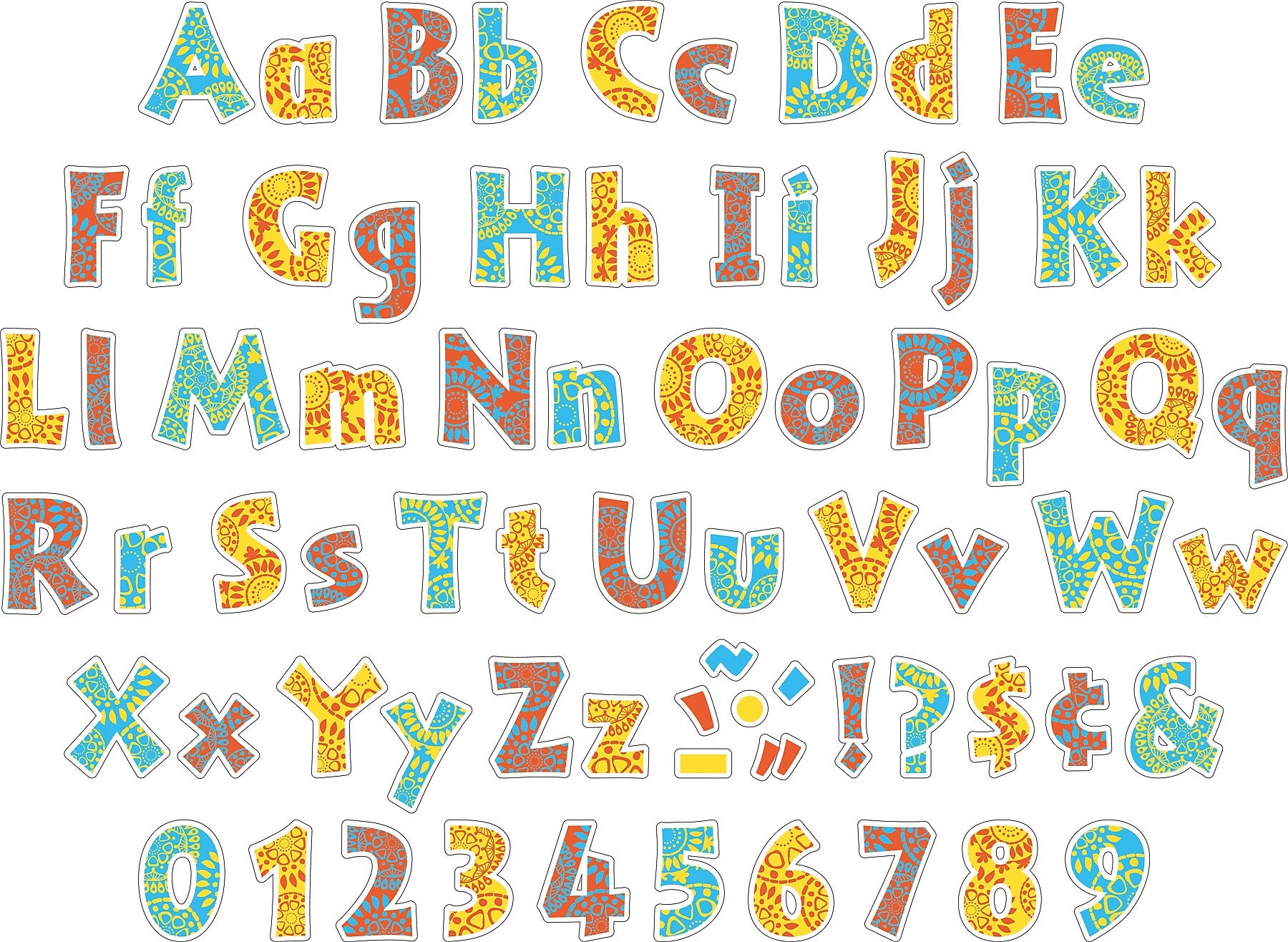 Barker Creek Moroccan  4" Letters and Numbers, Multicolored, 255/Pack (BC1722)