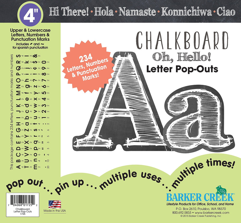 Barker Creek Chalkboard  4" Letters and Numbers, Multicolored, 234/Pack (LL1725)