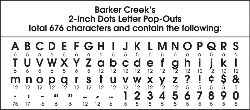 Barker Creek Dots  2" Letters and Numbers, Multicolored, 676/Pack (LL1907)