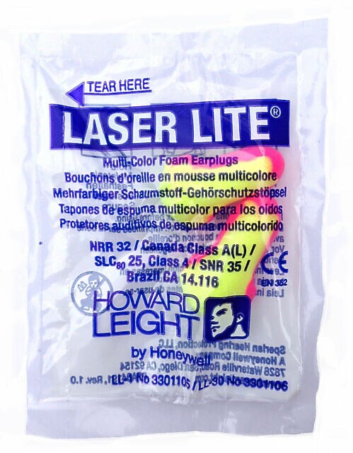 Howard Leight Laser Lite Uncorded Earplugs, 32 dB, Magenta/Yellow, 200/Box (LL-1)
