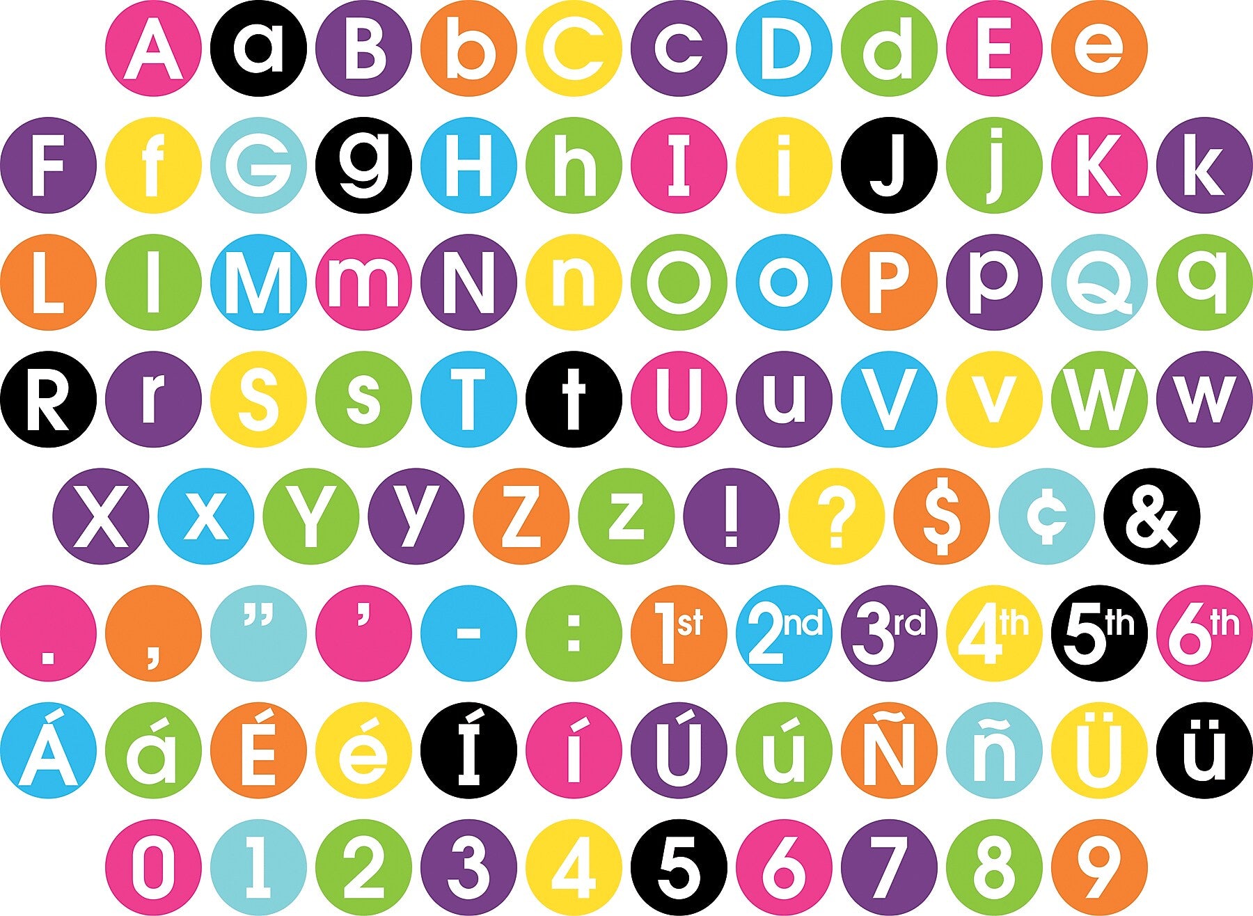 Barker Creek Happy  3.25" Letters and Numbers, Multicolored, 420/Pack (BC3644)