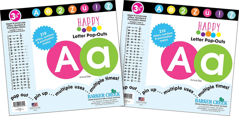 Barker Creek Happy  3.25" Letters and Numbers, Multicolored, 420/Pack (BC3644)
