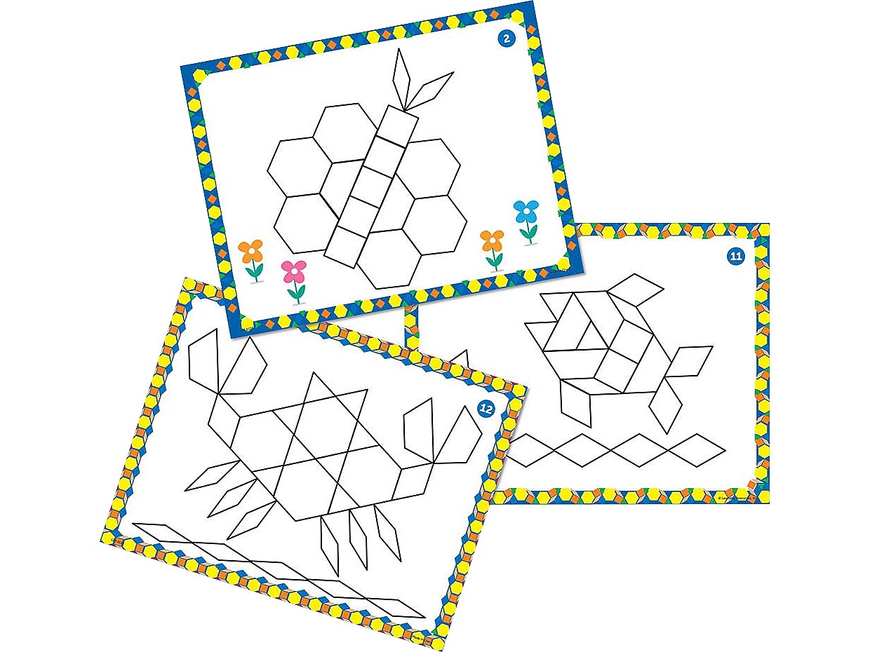 Learning Resources Pattern Block Design Cards, Assorted Colors, 20/Set (LER6133)