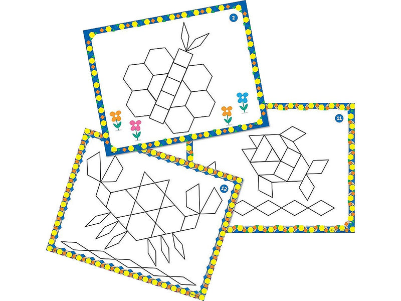Learning Resources Pattern Block Design Cards, Assorted Colors, 20/Set (LER6133)