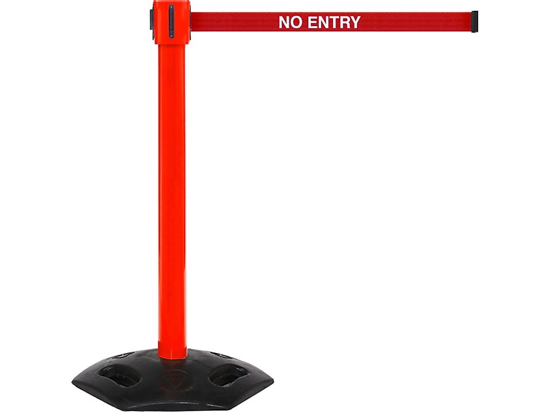 Queue Solutions WeatherMaster 335 2" Nylon Crowd Control Belt Barrier, Red (WMR335R-RWN350)