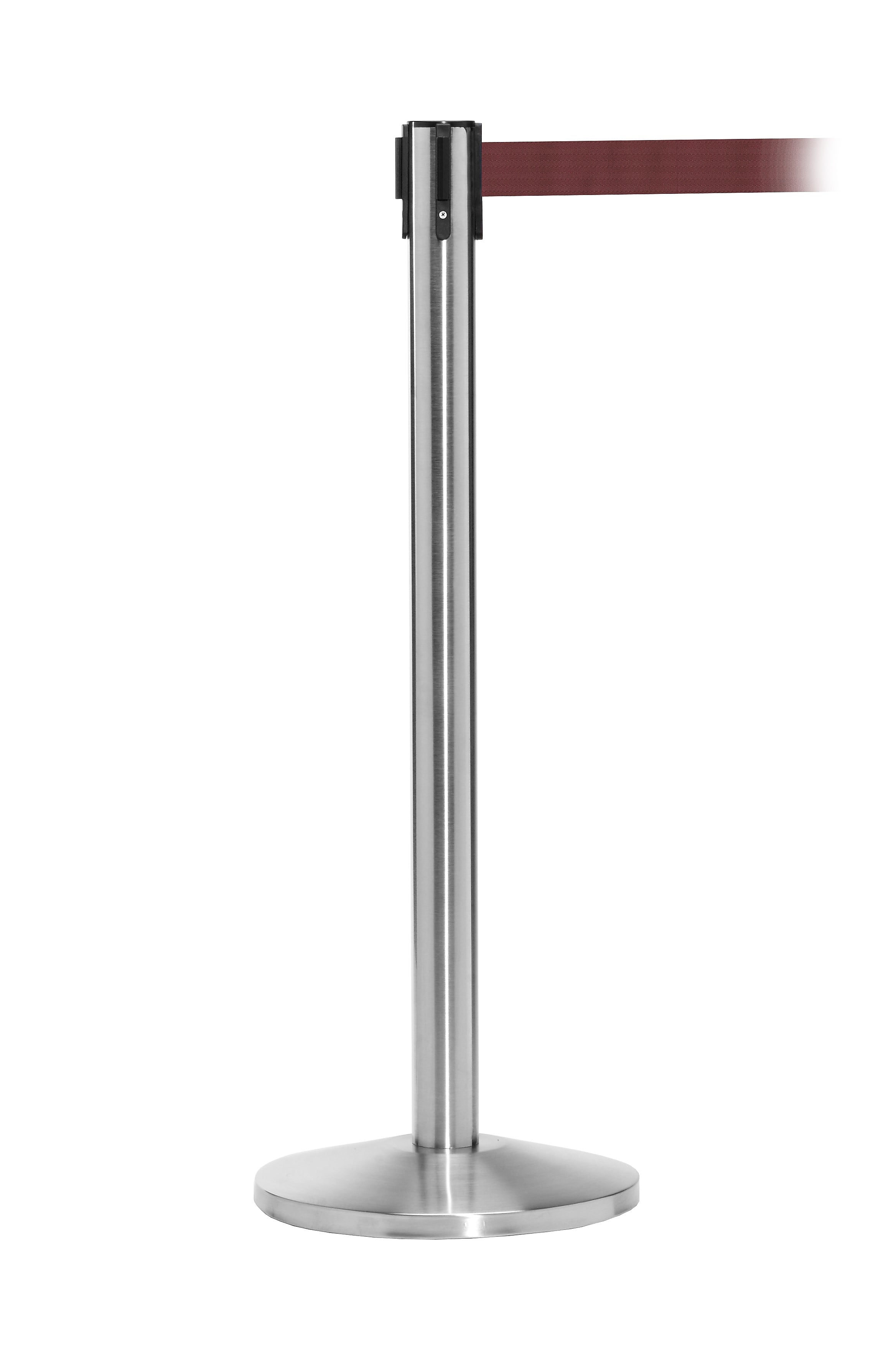 Queue Solutions QueueMaster 550 2" Nylon Crowd Control Belt Barrier, Polished Stainless/Maroon (QM550PS-MN110)