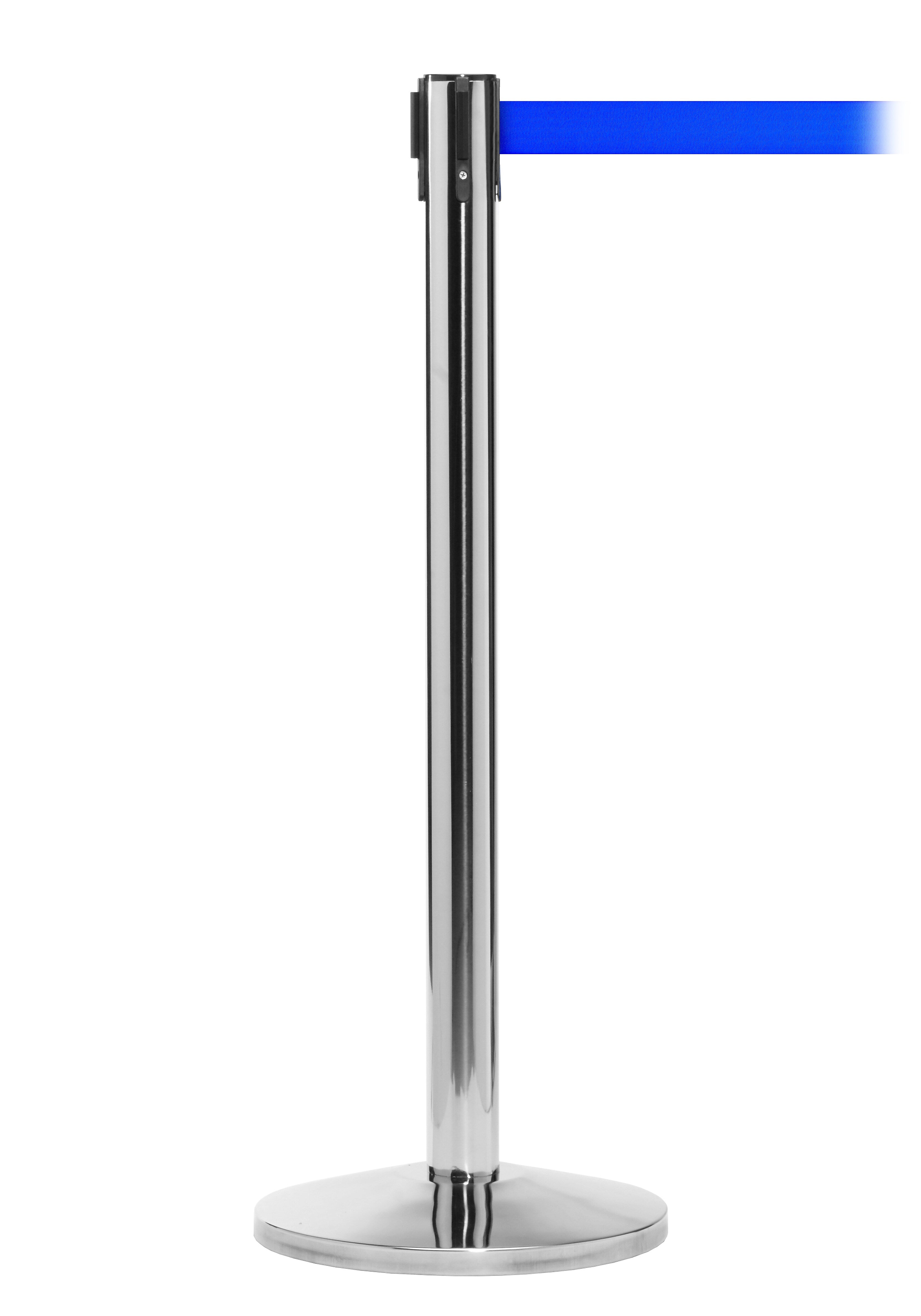 Queue Solutions QueueMaster 550 2" Nylon Crowd Control Belt Barrier, Polished Stainless/Blue (QM550PS-BL110)