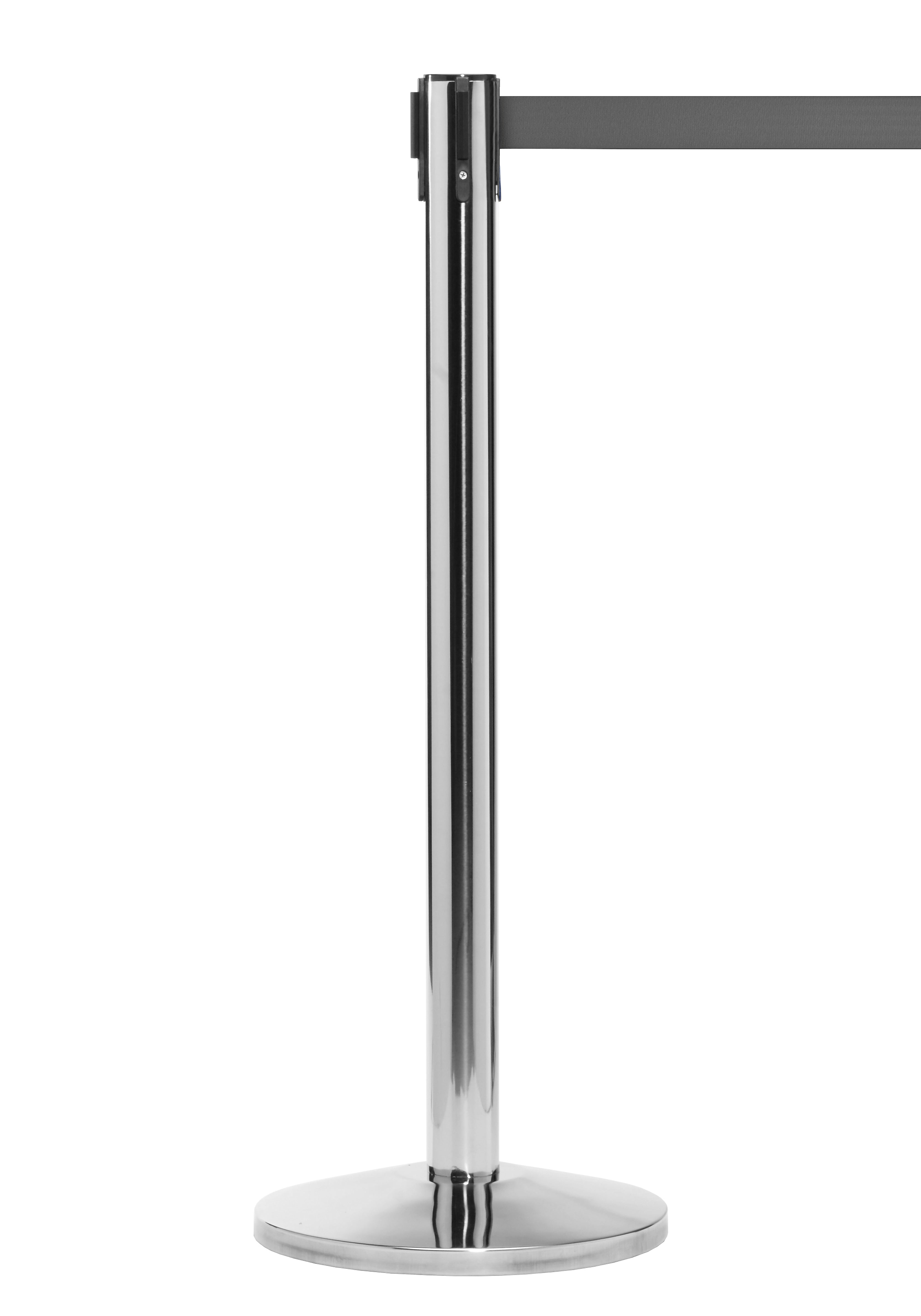 Queue Solutions QueueMaster 550 2" Nylon Crowd Control Belt Barrier, Polished Stainless/Gray (QM550PS-GY110)