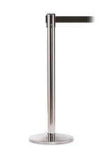 Queue Solutions QueueMaster 550 2" Nylon Crowd Control Belt Barrier, Polished Stainless/Black (QM550PS-BK110)