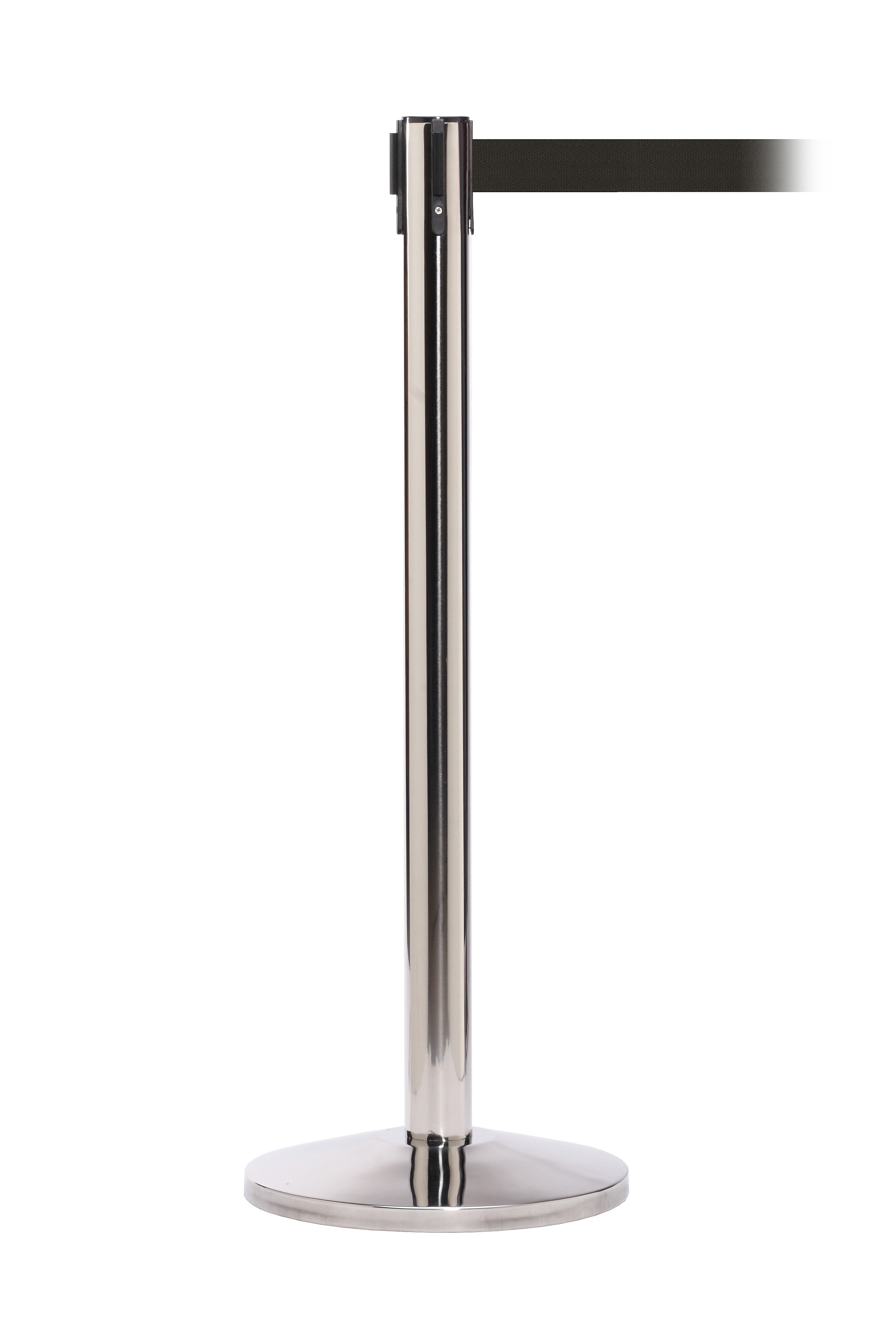 Queue Solutions QueueMaster 550 2" Nylon Crowd Control Belt Barrier, Polished Stainless/Black (QM550PS-BK110)